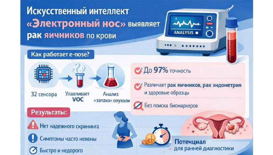 🧪 ИИ-«электронный нос» выявляет рак яичников по крови