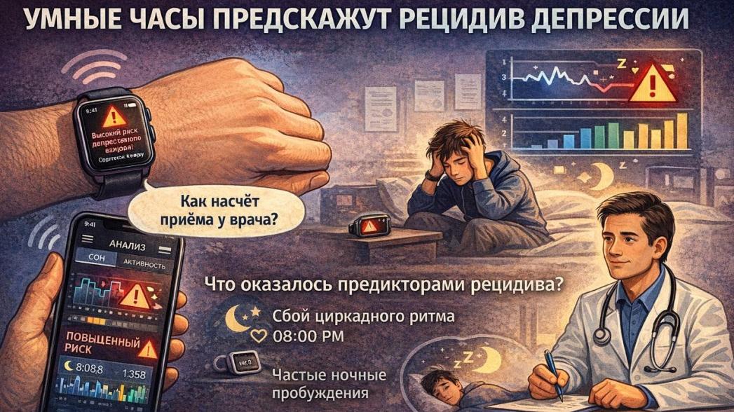  Умные часы могут предсказать рецидив депрессии за недели до симптомов