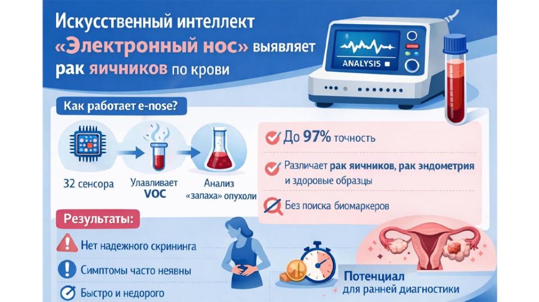 🧪 ИИ-«электронный нос» выявляет рак яичников по крови